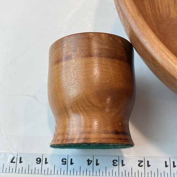 Oregon Myrtle Wood Bowl & VTG. Utensil Cup Organizer EUC VTG Mid Century Modern - Picture 8 of 16